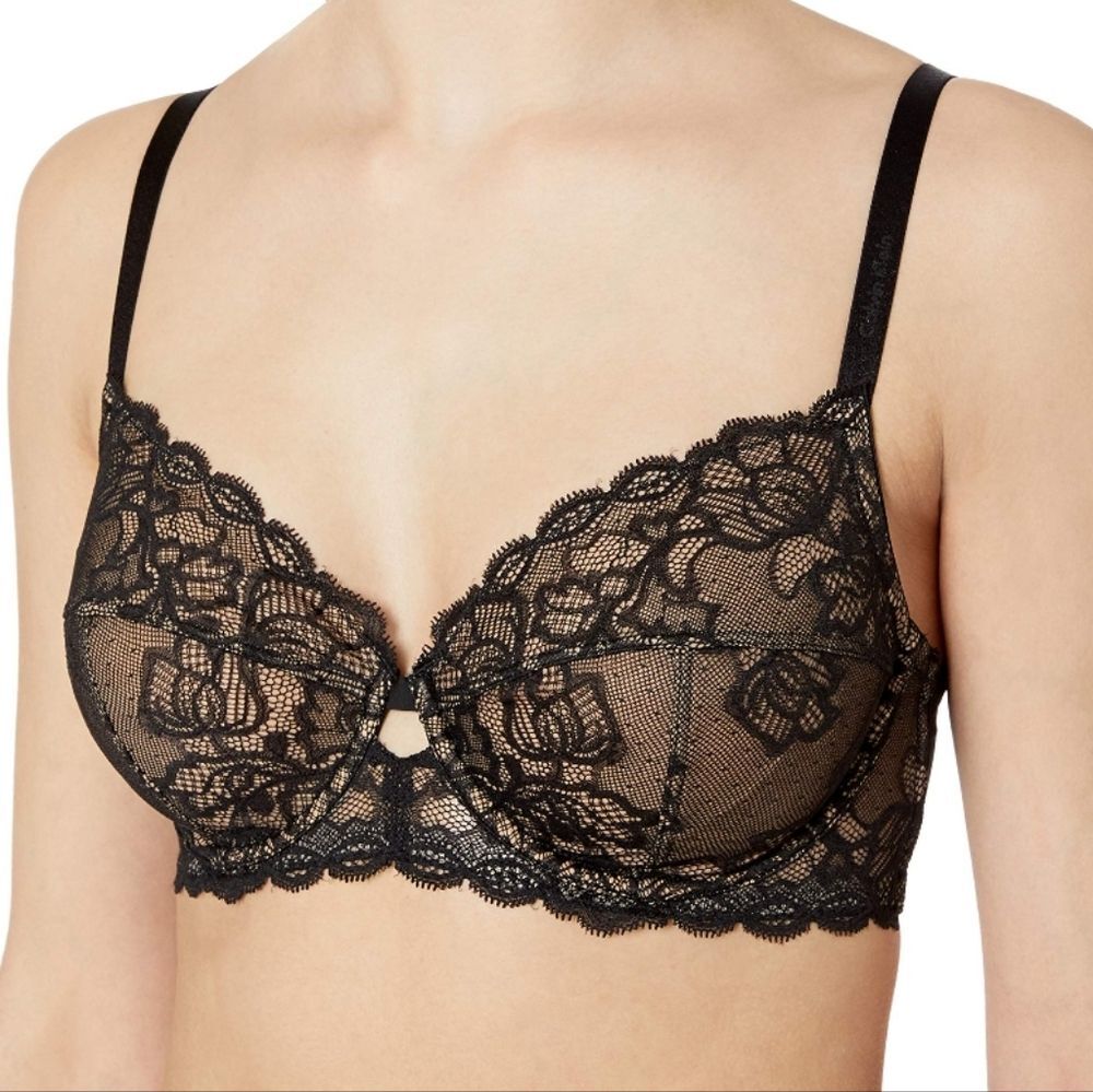 EUC Calvin Klein Seductive Comfort Lace Unlined Full Coverage Bra, Sz 40DDD